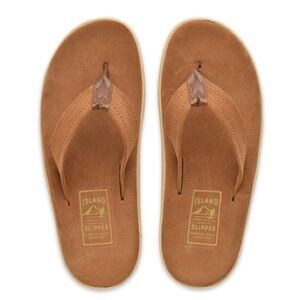 Island Slipper Ultimate Suede Flip Flop Sandals Brown Cognac Color Mens Size 8